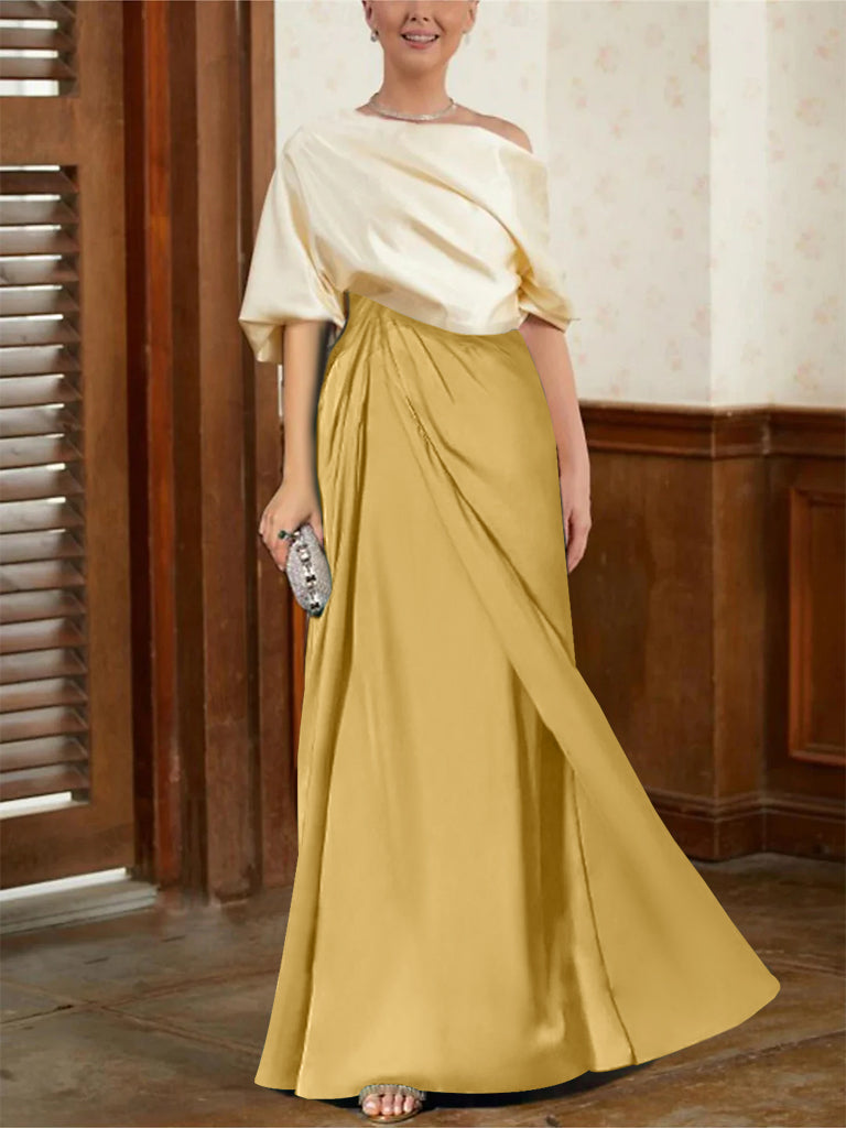 Robes de Mère de la Mariée Coupe A-Line/Princess à Demi-Manches et Col Bénitier