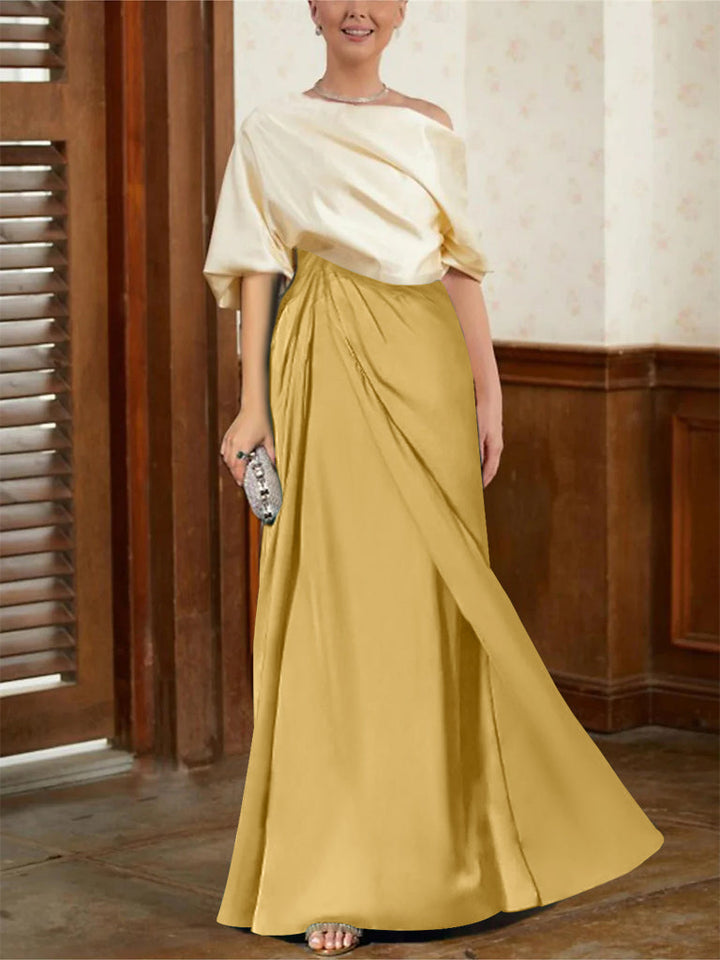 Robes de Mère de la Mariée Coupe A-Line/Princess à Demi-Manches et Col Bénitier