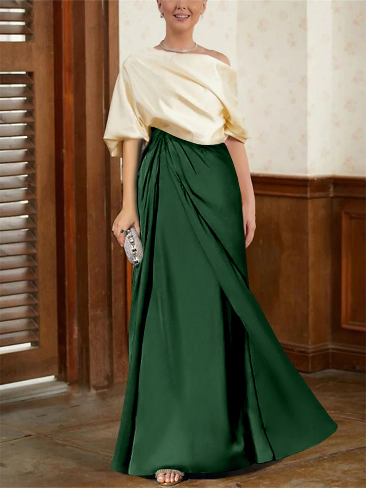 Robes de Mère de la Mariée Coupe A-Line/Princess à Demi-Manches et Col Bénitier