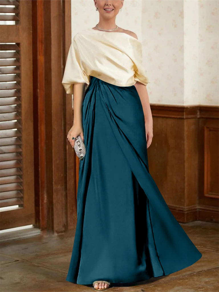 Robes de Mère de la Mariée Coupe A-Line/Princess à Demi-Manches et Col Bénitier