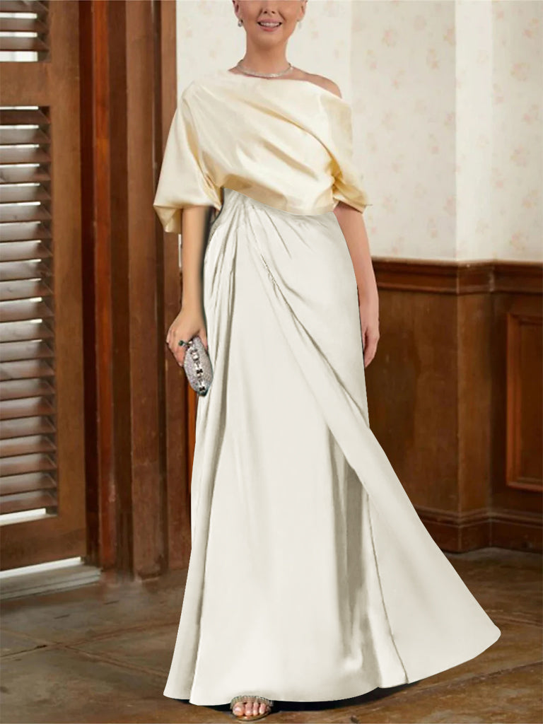 Robes de Mère de la Mariée Coupe A-Line/Princess à Demi-Manches et Col Bénitier