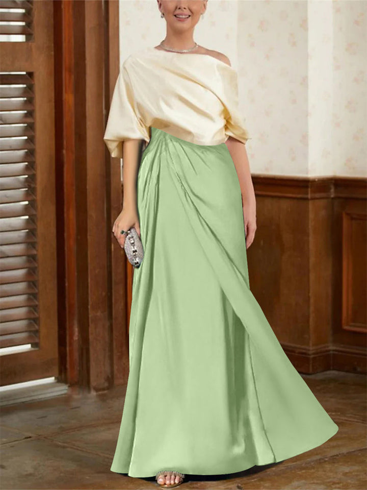 Robes de Mère de la Mariée Coupe A-Line/Princess à Demi-Manches et Col Bénitier
