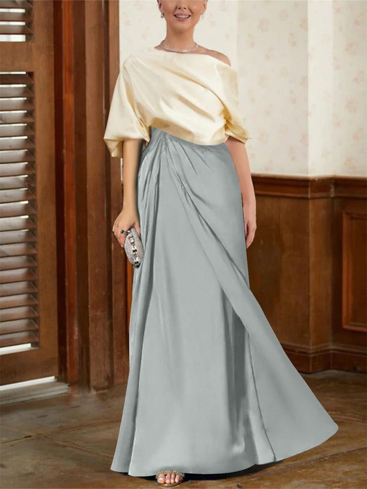 Robes de Mère de la Mariée Coupe A-Line/Princess à Demi-Manches et Col Bénitier