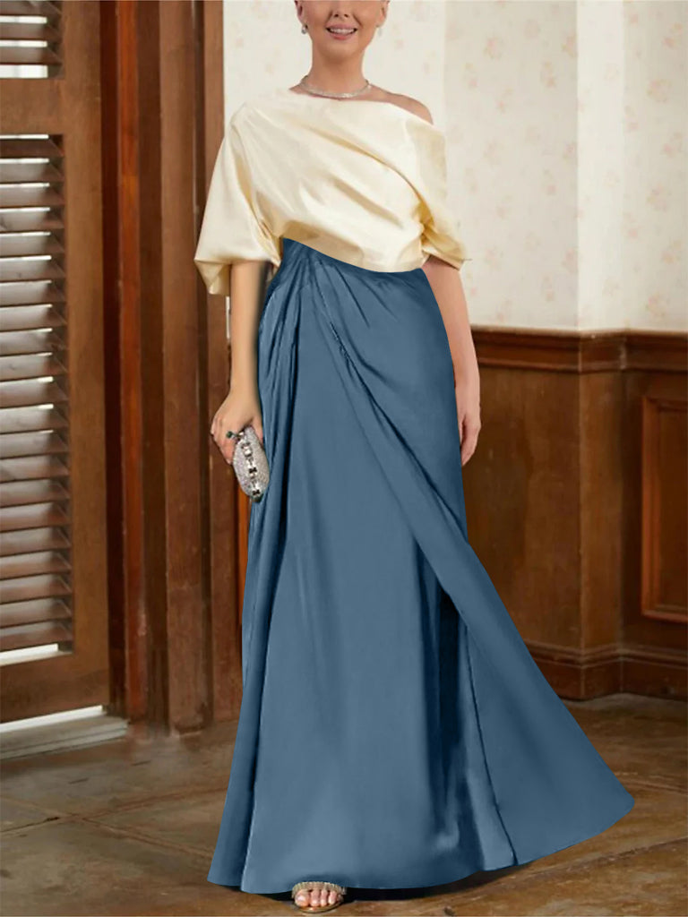 Robes de Mère de la Mariée Coupe A-Line/Princess à Demi-Manches et Col Bénitier