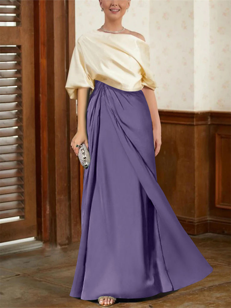 Robes de Mère de la Mariée Coupe A-Line/Princess à Demi-Manches et Col Bénitier