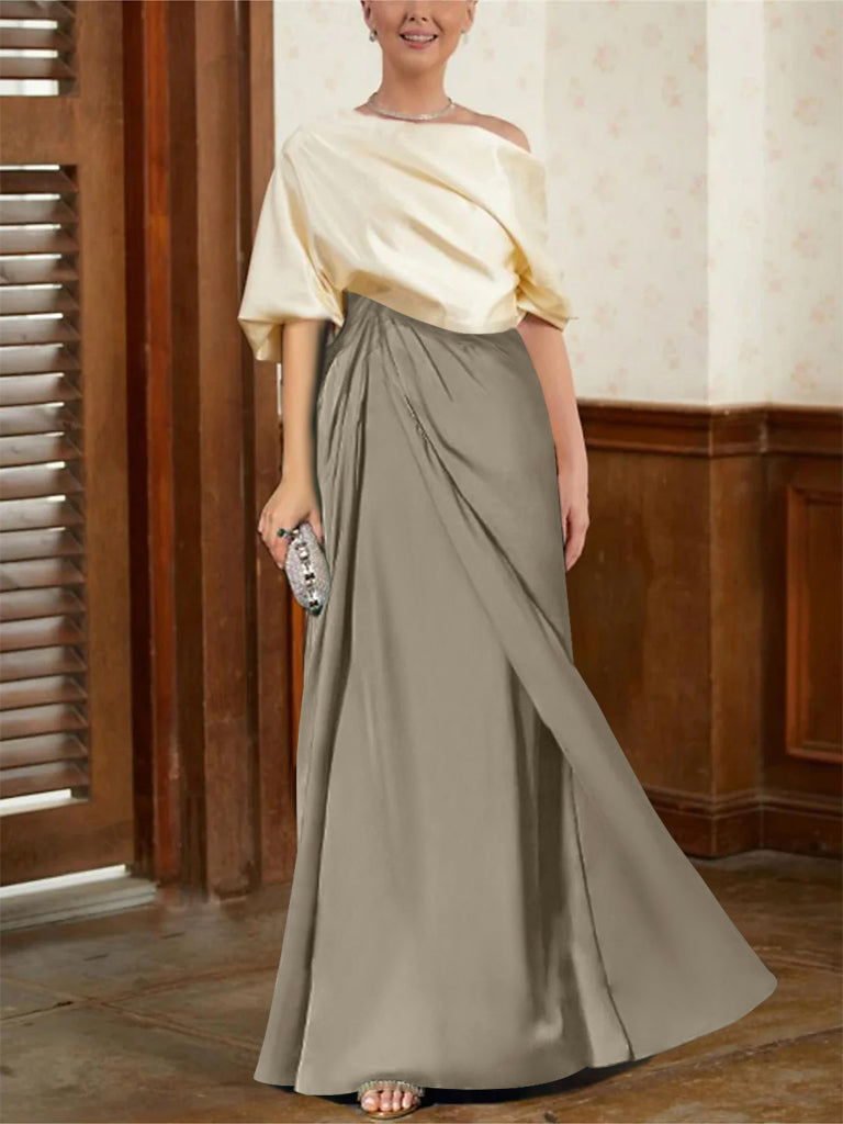 Robes de Mère de la Mariée Coupe A-Line/Princess à Demi-Manches et Col Bénitier