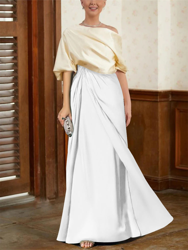 Robes de Mère de la Mariée Coupe A-Line/Princess à Demi-Manches et Col Bénitier