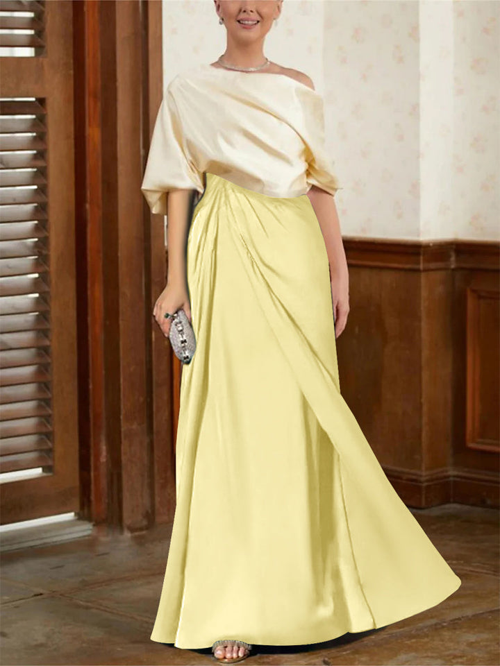 Robes de Mère de la Mariée Coupe A-Line/Princess à Demi-Manches et Col Bénitier