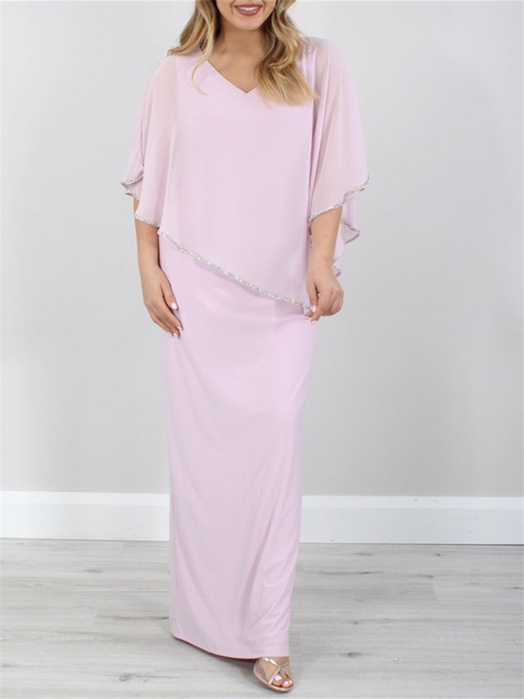Robes de Mère de la Mariée à Manches 3/4 et Longueur Au Sol