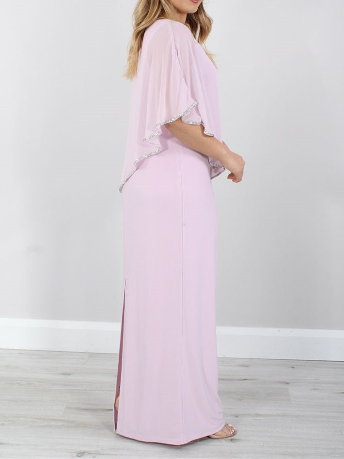 Robes de Mère de la Mariée à Manches 3/4 et Longueur Au Sol