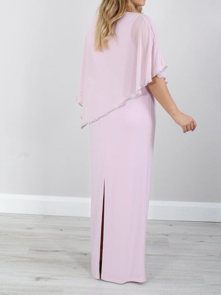Robes de Mère de la Mariée à Manches 3/4 et Longueur Au Sol
