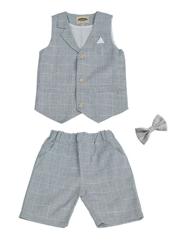 Ensemble de Costume pour Garçon, Gilet et Short, Ensemble de Vêtements 3 Pièces Sans Manches, 4 à 13 Ans, Ensembles de Costumes de Mariage D'Été pour Garçon