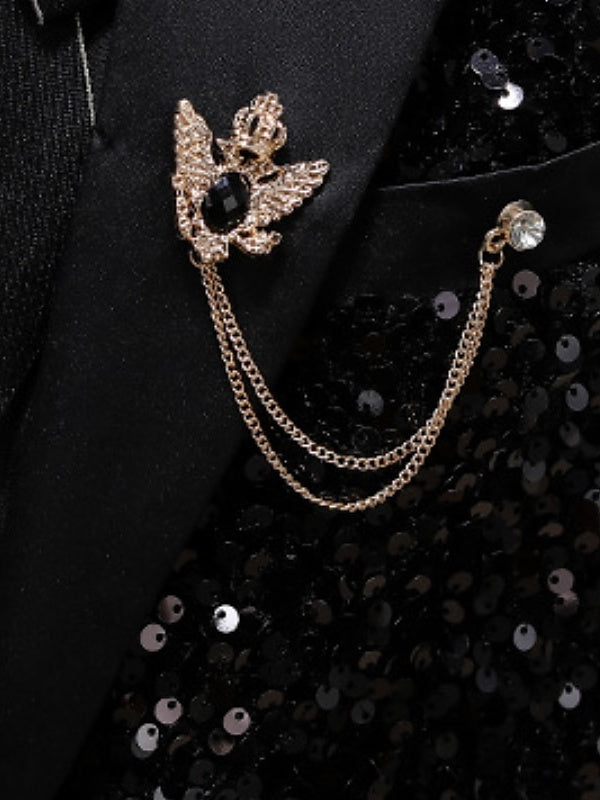 Ensemble de Vêtements pour Garçons Blazer Pantalon Manches Longues Ensembles de Costume de Mariage pour Garçons 3 Pièces avec Paillettes