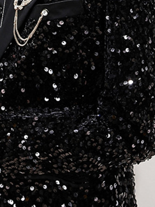 Ensemble de Vêtements pour Garçons Blazer Pantalon Manches Longues Ensembles de Costume de Mariage pour Garçons 3 Pièces avec Paillettes