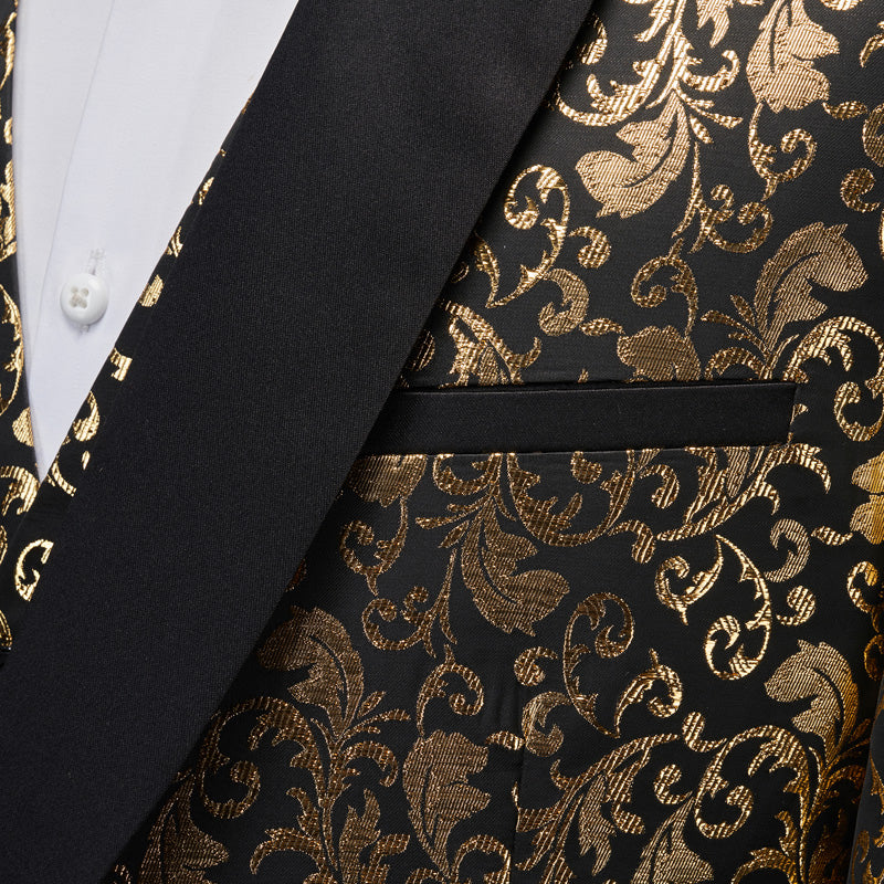 Costume de Soirée de Bal Imprimé 3 Pièces pour Homme, Coupe Ajustée, Simple Boutonnage, Un Bouton