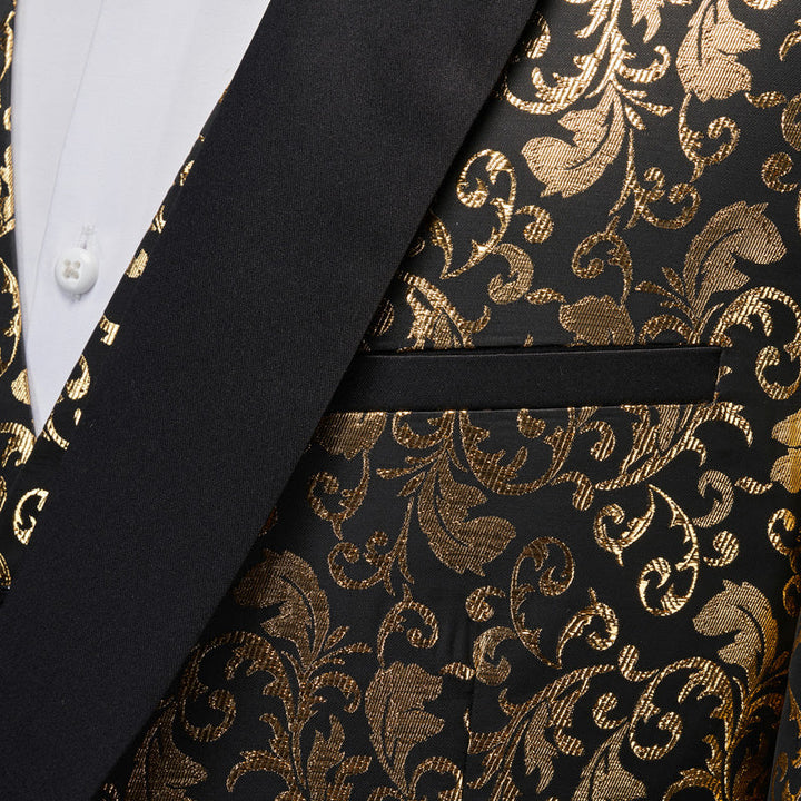 Costume de Soirée de Bal Imprimé 3 Pièces pour Homme, Coupe Ajustée, Simple Boutonnage, Un Bouton