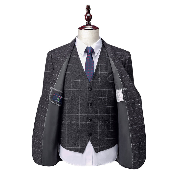 Costumes de Mariage à Carreaux 3 Pièces pour Hommes, Coupe Ajustée, Simple Boutonnage, Deux Boutons