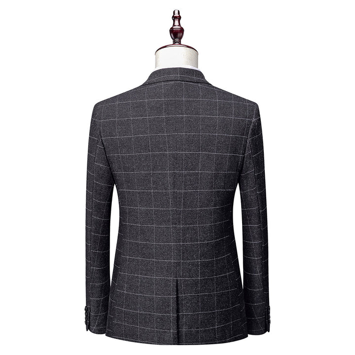 Costumes de Mariage à Carreaux 3 Pièces pour Hommes, Coupe Ajustée, Simple Boutonnage, Deux Boutons