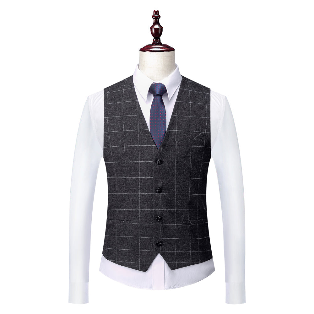 Costumes de Mariage à Carreaux 3 Pièces pour Hommes, Coupe Ajustée, Simple Boutonnage, Deux Boutons