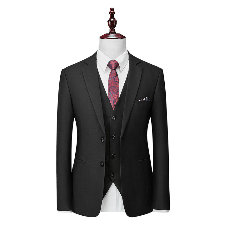 Costumes de Mariage à Carreaux 3 Pièces pour Hommes, Coupe Ajustée, Simple Boutonnage, Deux Boutons
