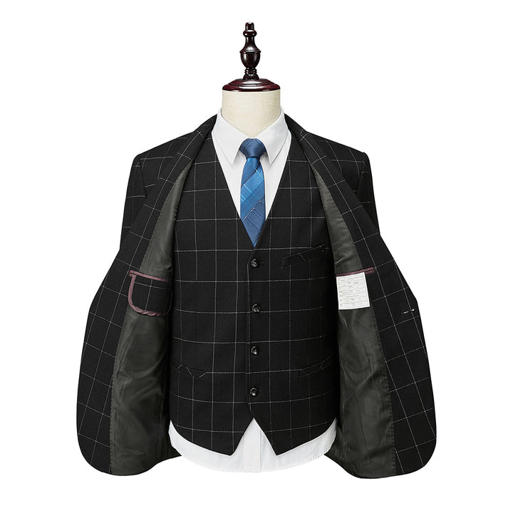 Costumes de Mariage à Carreaux 3 Pièces pour Hommes, Coupe Ajustée, Simple Boutonnage, Un Bouton