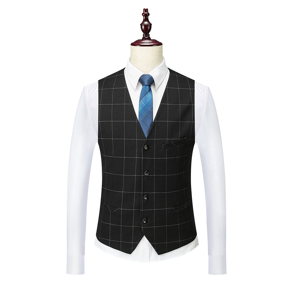 Costumes de Mariage à Carreaux 3 Pièces pour Hommes, Coupe Ajustée, Simple Boutonnage, Un Bouton