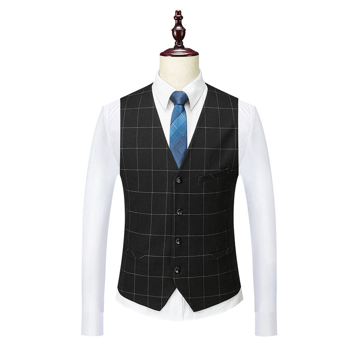 Costumes de Mariage à Carreaux 3 Pièces pour Hommes, Coupe Ajustée, Simple Boutonnage, Un Bouton