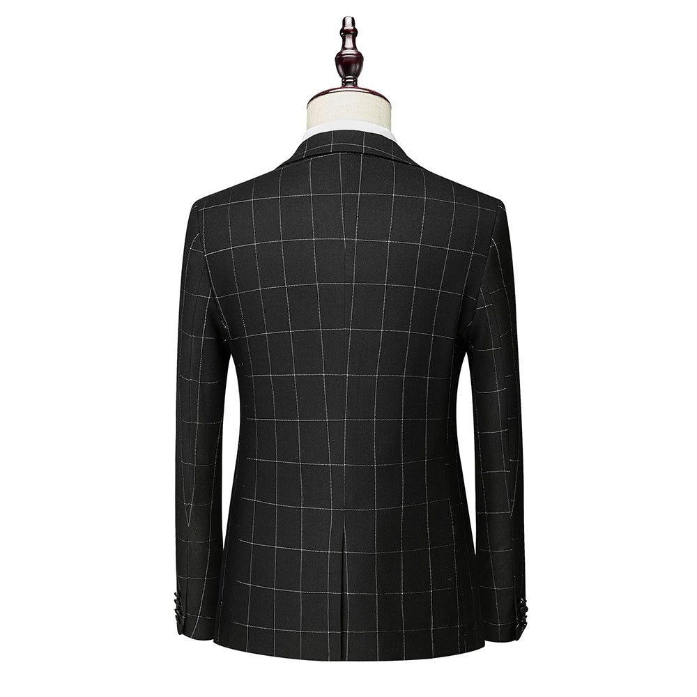 Costumes de Mariage à Carreaux 3 Pièces pour Hommes, Coupe Ajustée, Simple Boutonnage, Un Bouton