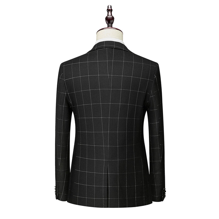 Costumes de Mariage à Carreaux 3 Pièces pour Hommes, Coupe Ajustée, Simple Boutonnage, Un Bouton