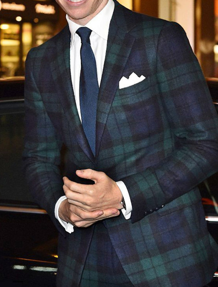 Veste Décontractée à Carreaux à Un Bouton et à Coupe Ajustée pour Homme, Verte