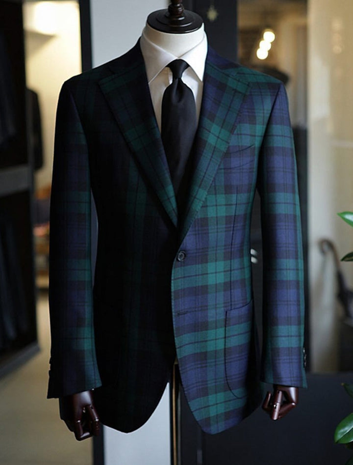 Veste Décontractée à Carreaux à Un Bouton et à Coupe Ajustée pour Homme, Verte