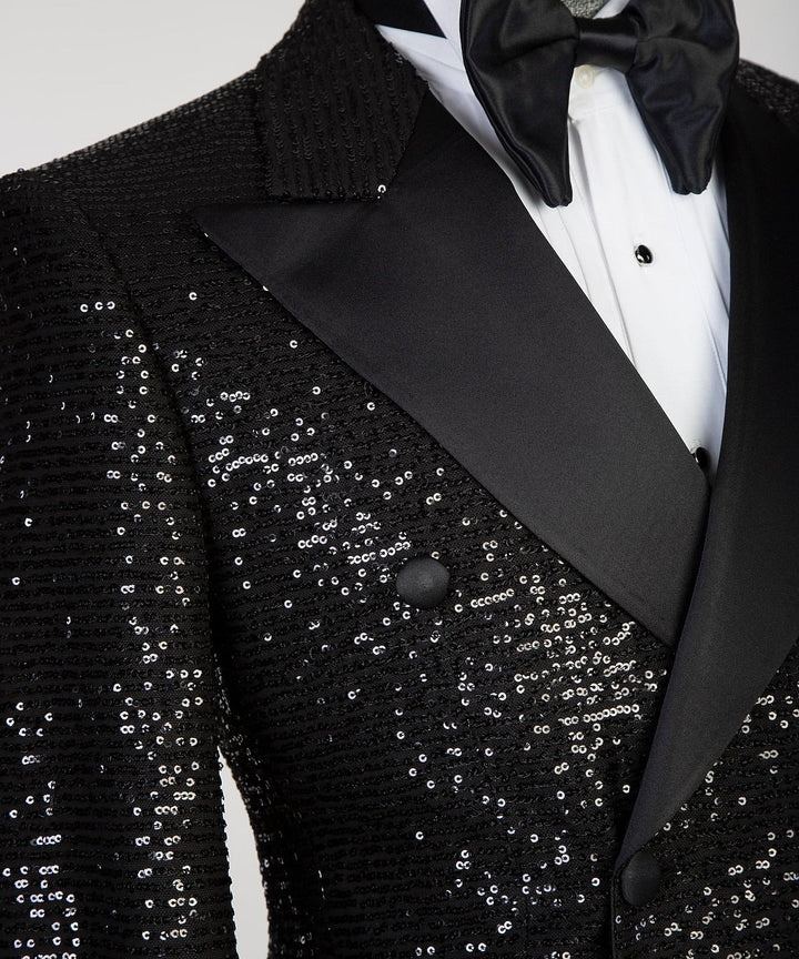 Veste de Soirée à Paillettes à Six Boutons pour Homme, Coupe Ajustée, Croisée, Couleur Or, Rose, Orange, Argent, Noir