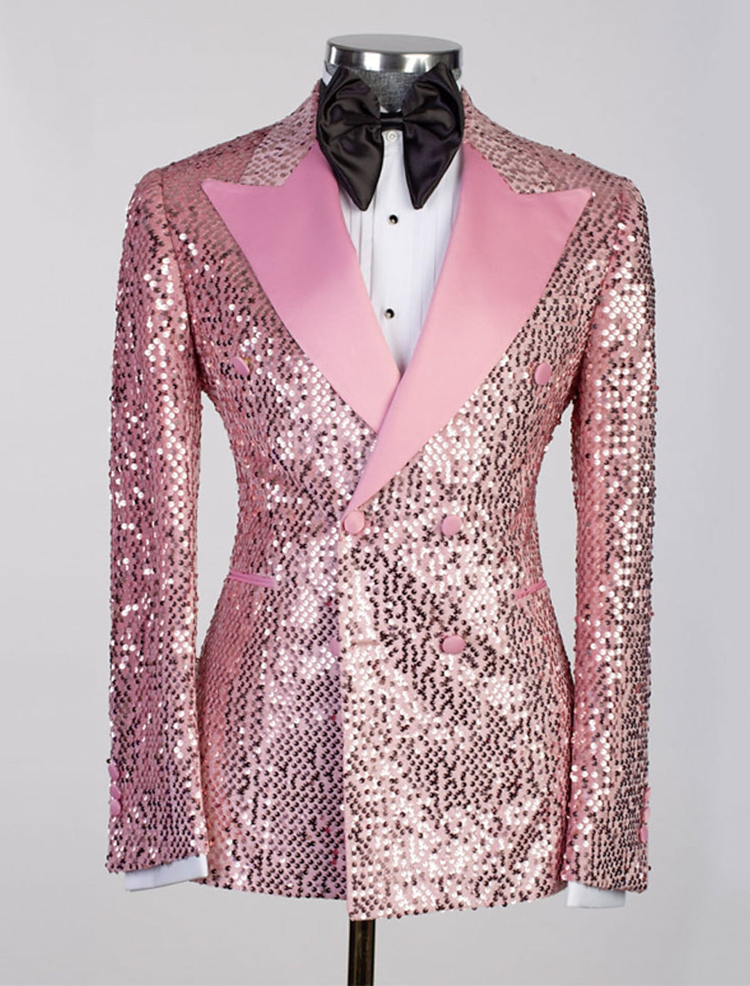 Veste de Soirée à Paillettes à Six Boutons pour Homme, Coupe Ajustée, Croisée, Couleur Or, Rose, Orange, Argent, Noir