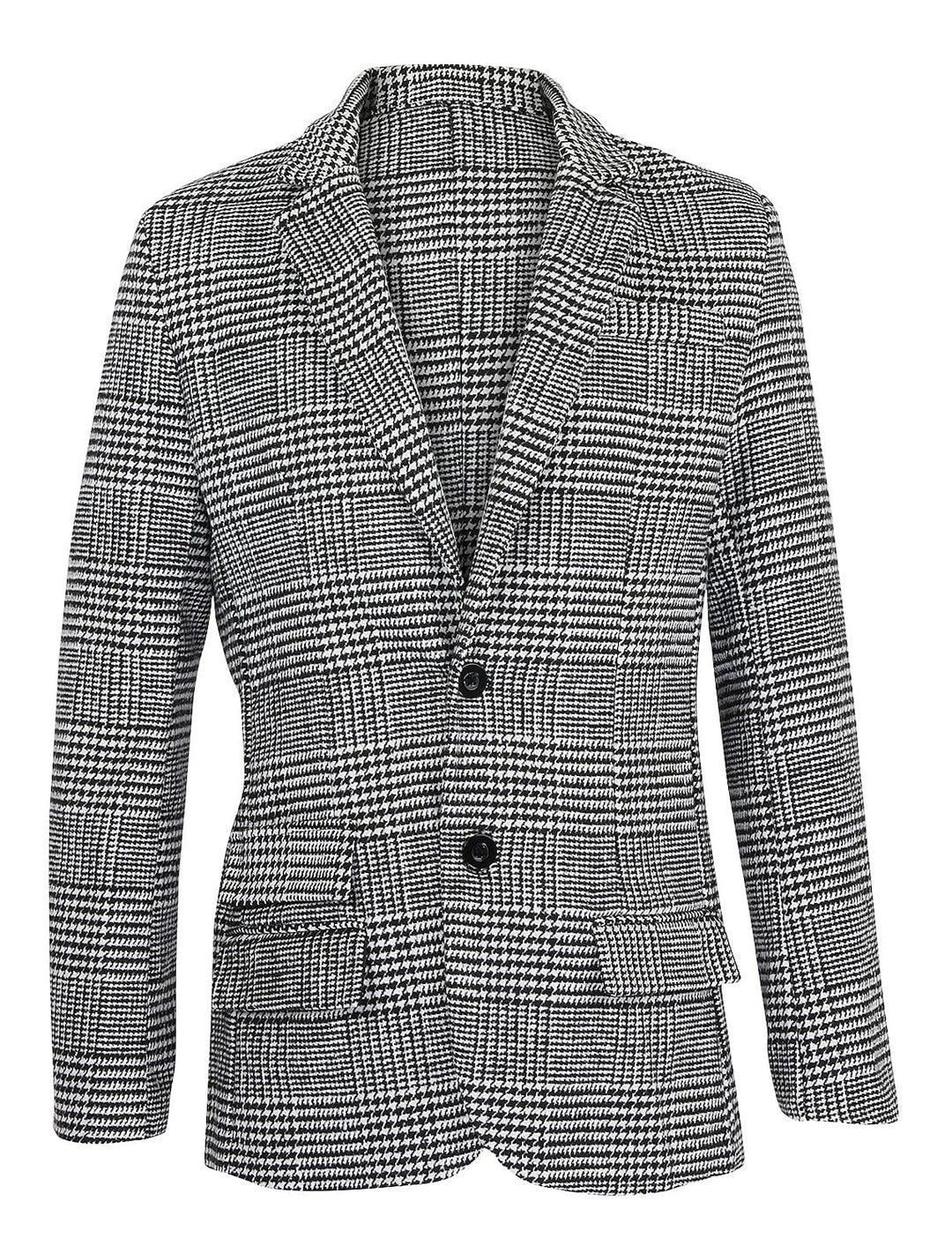 Veste Décontractée à Deux Boutons et Coupe Ajustée pour Homme, Motif Pied-De-Poule