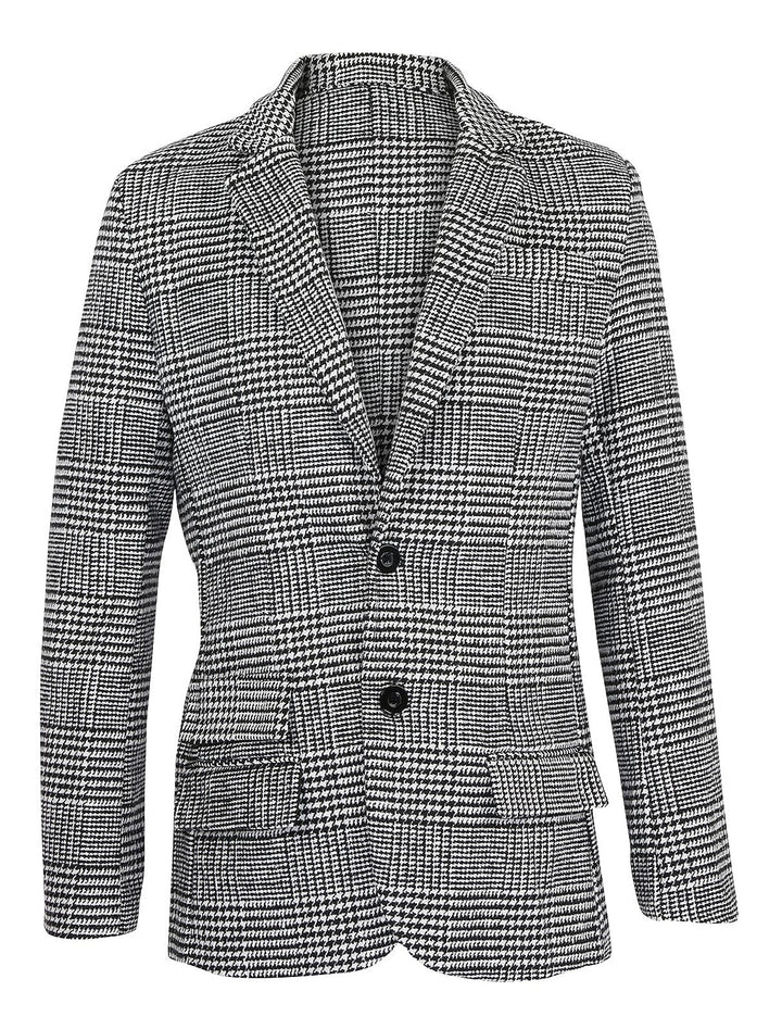 Veste Décontractée à Deux Boutons et Coupe Ajustée pour Homme, Motif Pied-De-Poule