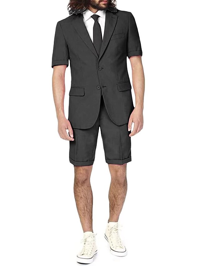 Costumes 2 Pièces en Lin à Coupe Ajustée pour Hommes, à Simple Boutonnage et à Deux Boutons