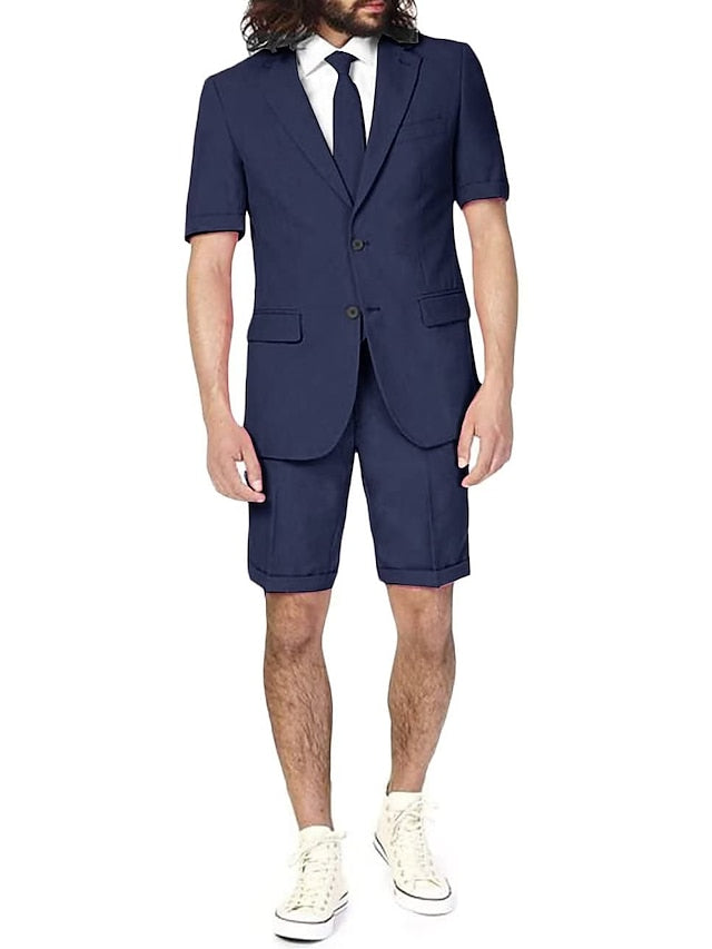 Costumes 2 Pièces en Lin à Coupe Ajustée pour Hommes, à Simple Boutonnage et à Deux Boutons