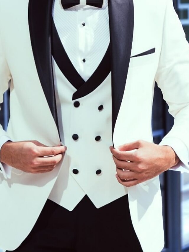 Costumes de Mariage 3 Pièces pour Hommes, Coupe Ajustée, Simple Boutonnage et Un Bouton