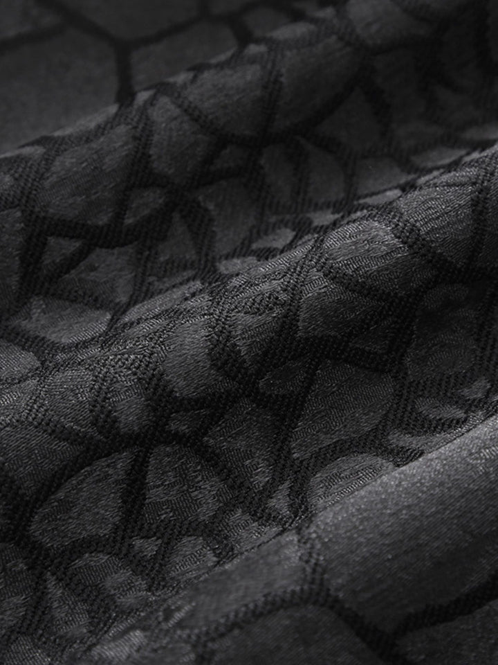 Costume de Mariage Vintage à Imprimé Floral Simple Noir pour Homme, Coupe Ajustée