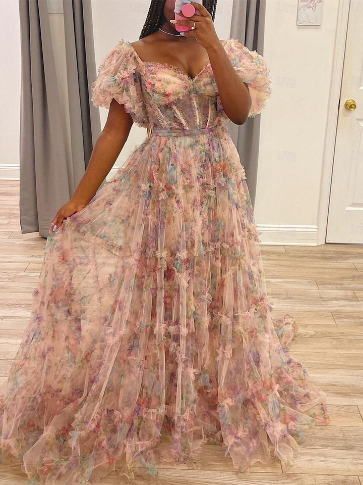 Robe de Bal Trapèze/Princesse à Épaules Dénudées et Longueur Au Sol avec Décolleté en Cœur