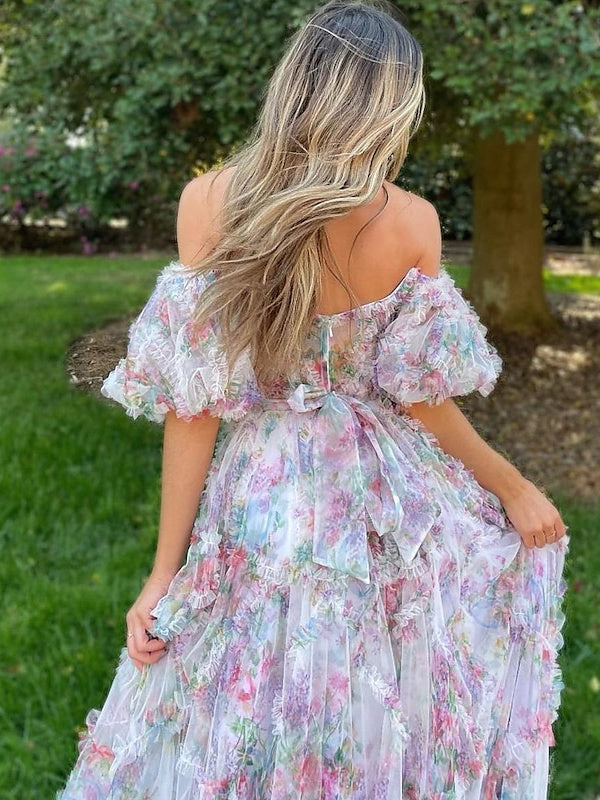 Robe de Bal Trapèze/Princesse à Épaules Dénudées et Longueur Au Sol avec Décolleté en Cœur