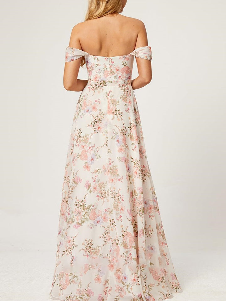 Robe de Bal Trapèze/Princesse Sans Manches, Longueur Au Sol, Sans Bretelles, avec Fente Sur le Côté