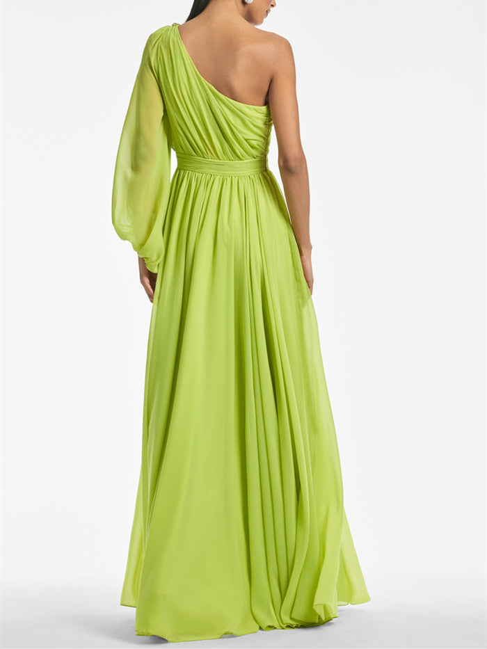 Robe de Soirée Trapèze/Princesse Asymétrique à Volants et Longueur Au Sol