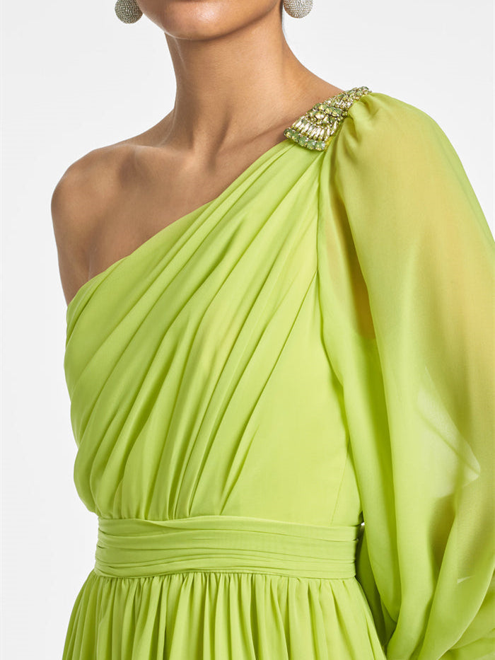 Robe de Soirée Trapèze/Princesse Asymétrique à Volants et Longueur Au Sol