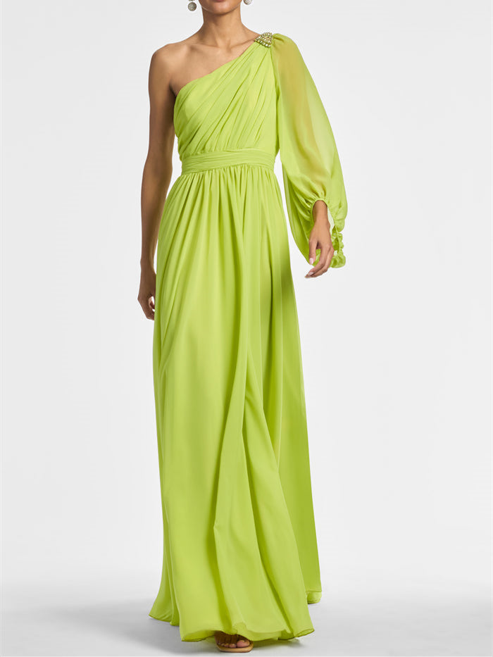Robe de Soirée Trapèze/Princesse Asymétrique à Volants et Longueur Au Sol