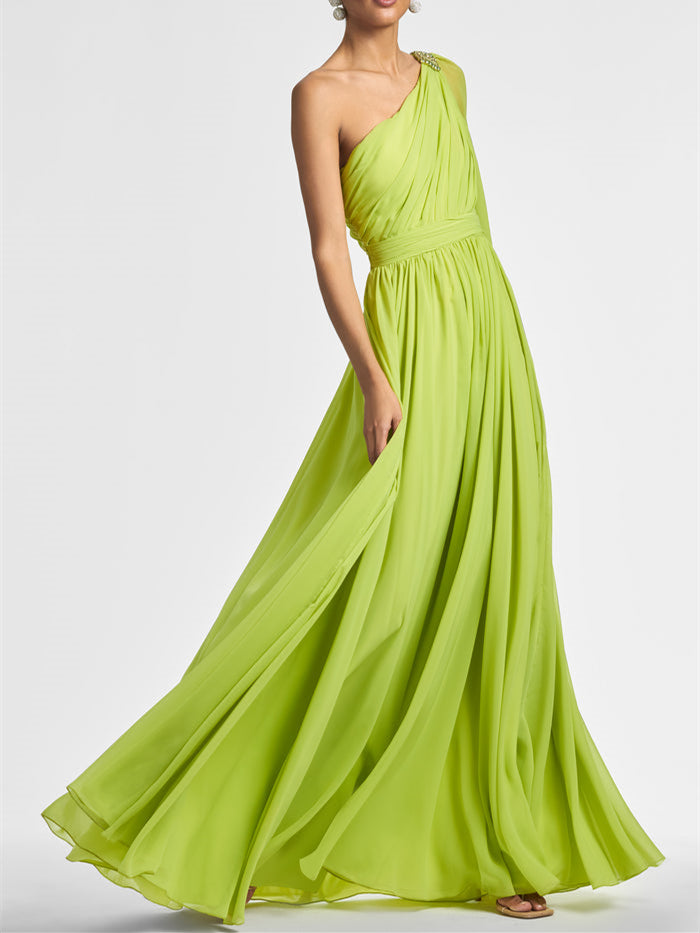 Robe de Soirée Trapèze/Princesse Asymétrique à Volants et Longueur Au Sol
