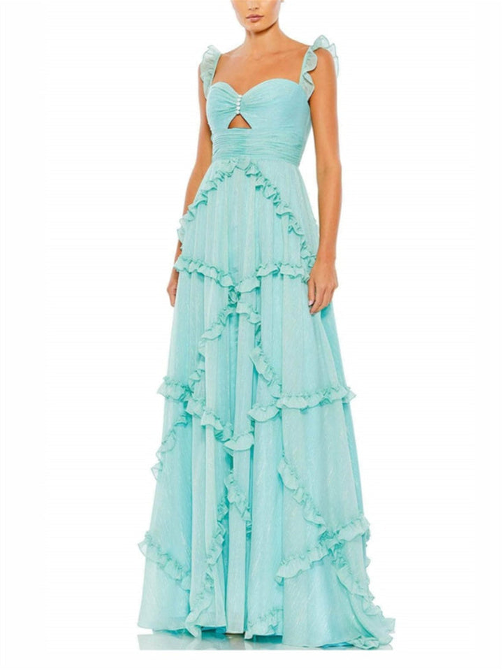 Robe de Soirée Longue à Bretelles Spaghetti de Forme A/Princesse