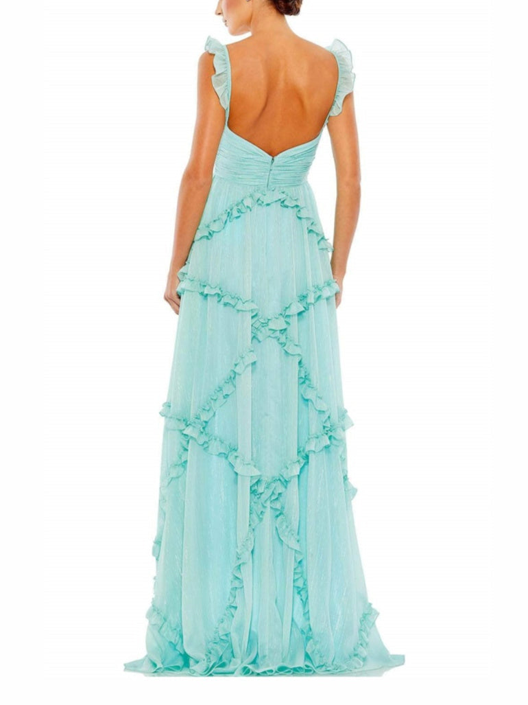 Robe de Soirée Longue à Bretelles Spaghetti de Forme A/Princesse