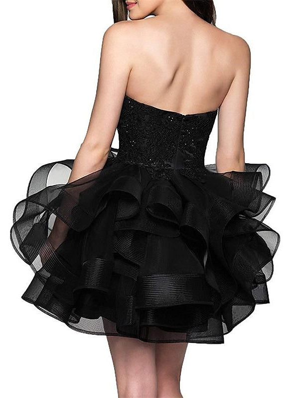 Robe de Cocktail Minimaliste A-Line/Princess Sans Manches avec Appliques et Bretelles
