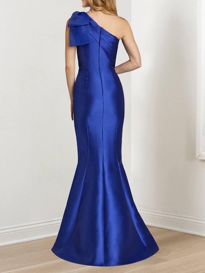 Robe de Soirée Sirène/Trompette à Une Épaule Sans Manches, Longueur Au Sol